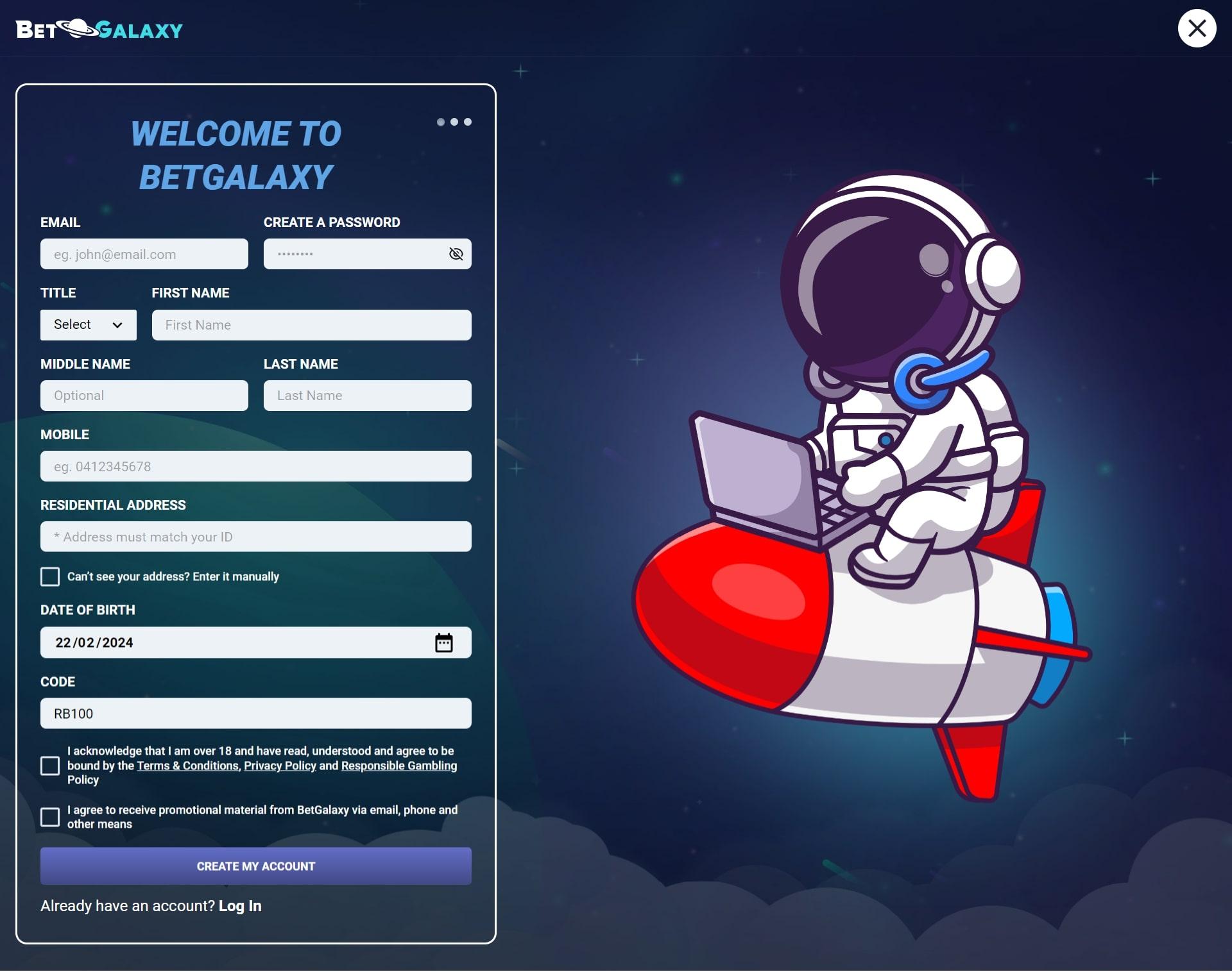 BetGalaxy-Bet-out-of-this-World-Signup